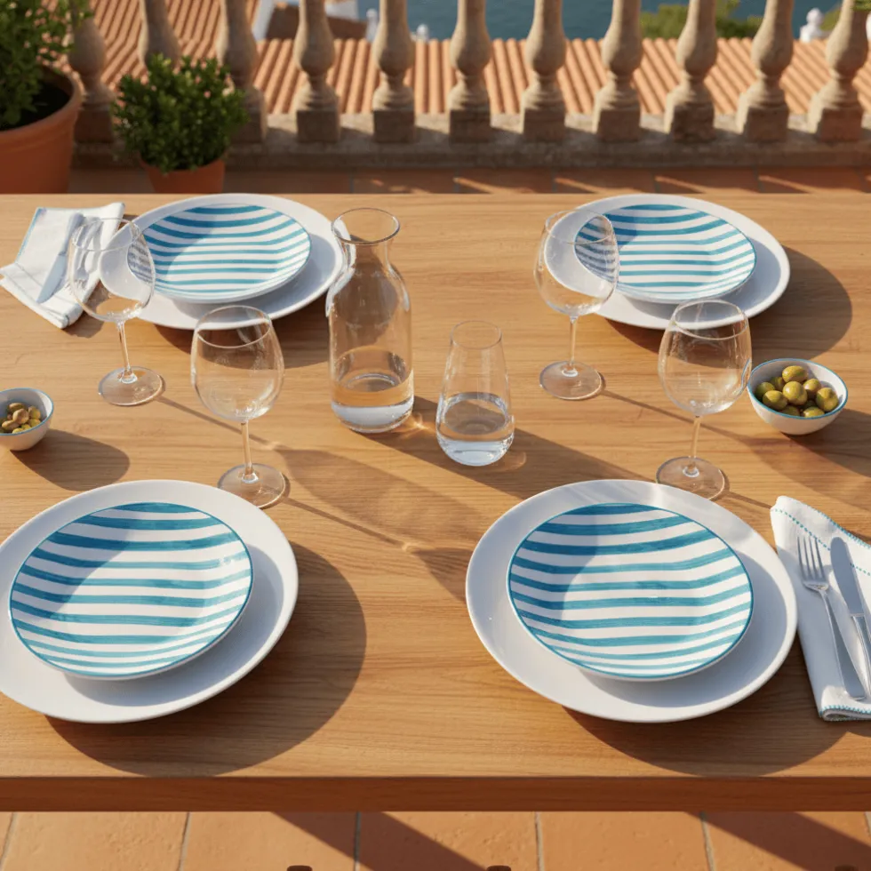 Assiette rayée "Costa Nova Mar" 15cm - Turquoise