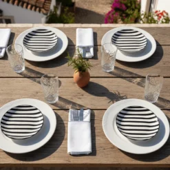 Assiette rayée "Costa Nova Mar" 15cm - Noire
