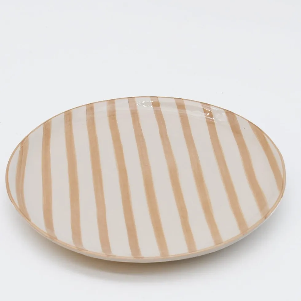 Assiette rayée "Costa Nova Mar" 20cm - Moka