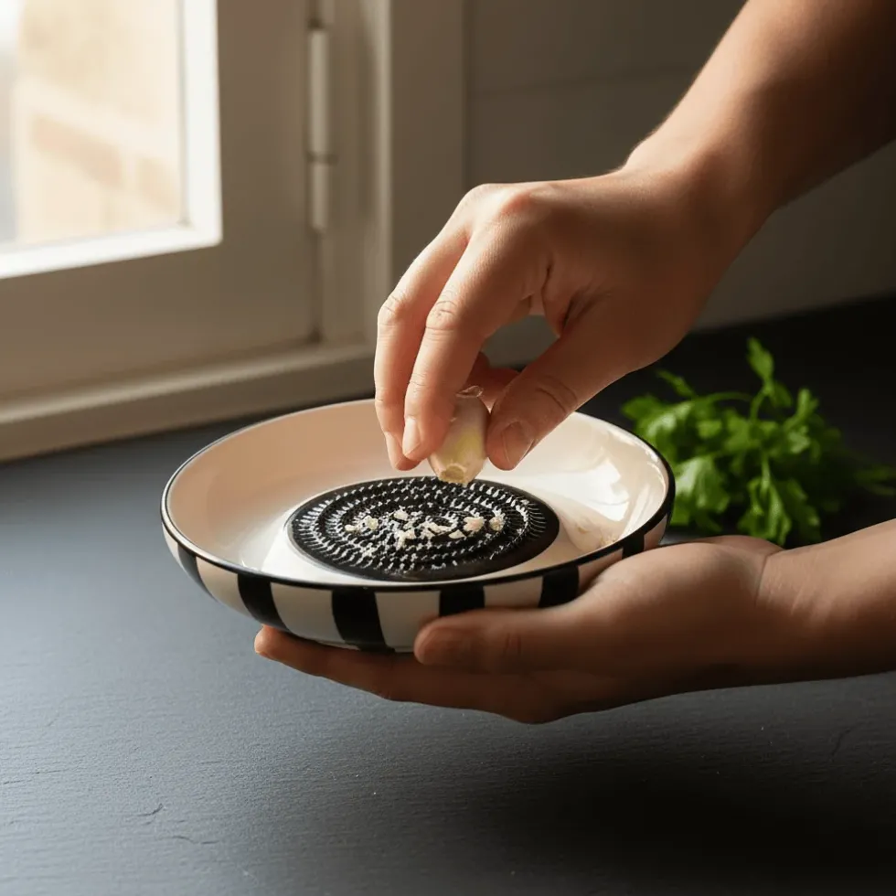 Assiette à râper rayée "Costa Nova Mar" - Noir