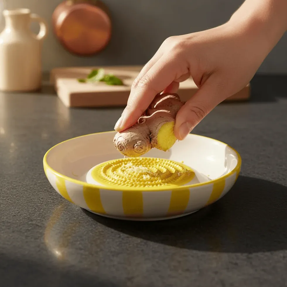Assiette à râper rayée "Costa Nova Mar" - Jaune