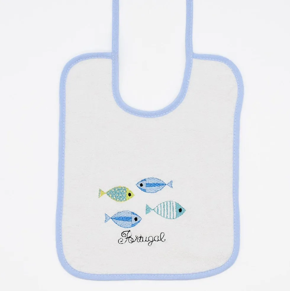 Bavoir en coton "Sardinhas" - Bleu