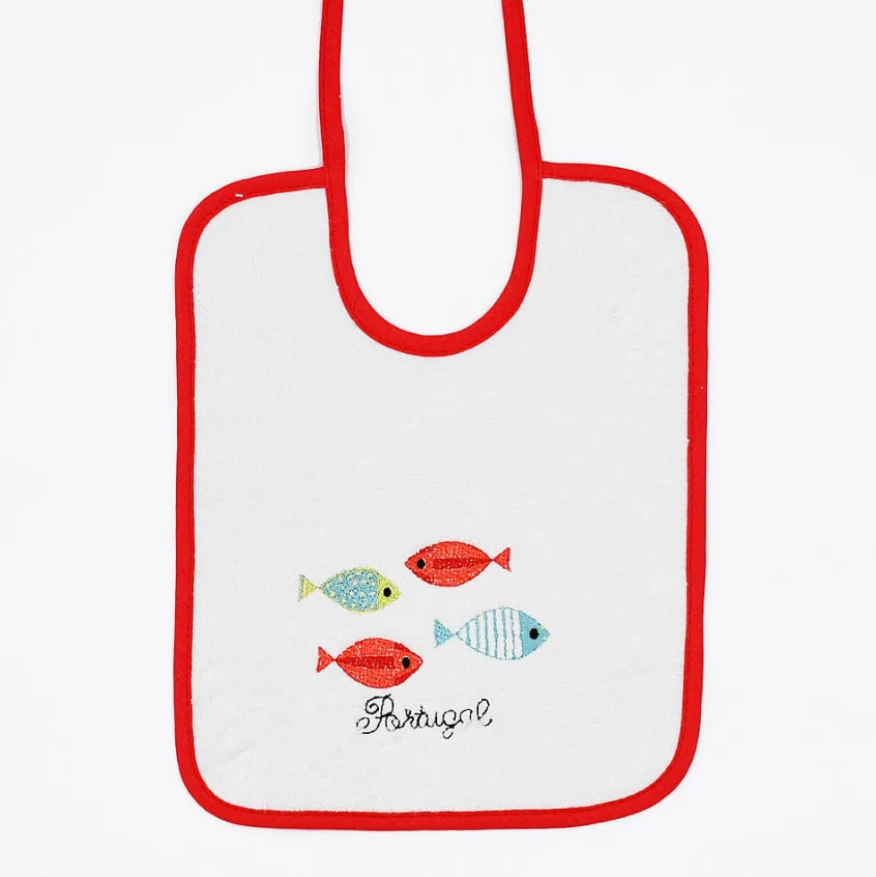 Bavoir en coton "Sardinhas" - Rouge