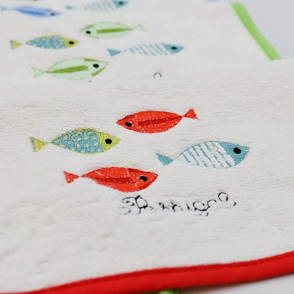 Bavoir en coton "Sardinhas" - Rouge