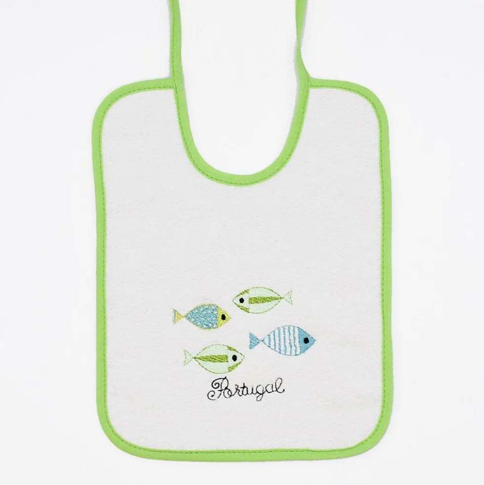 Bavoir en coton "Sardinhas" - Vert
