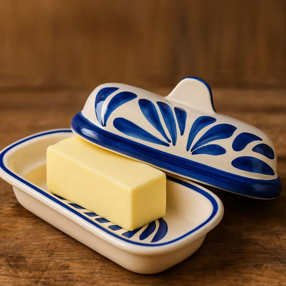 Beurrier en céramique "Andorinha" - Bleu