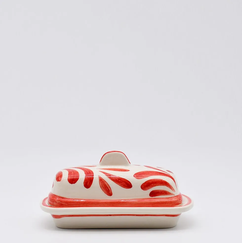 Beurrier en céramique "Andorinha" - Rouge