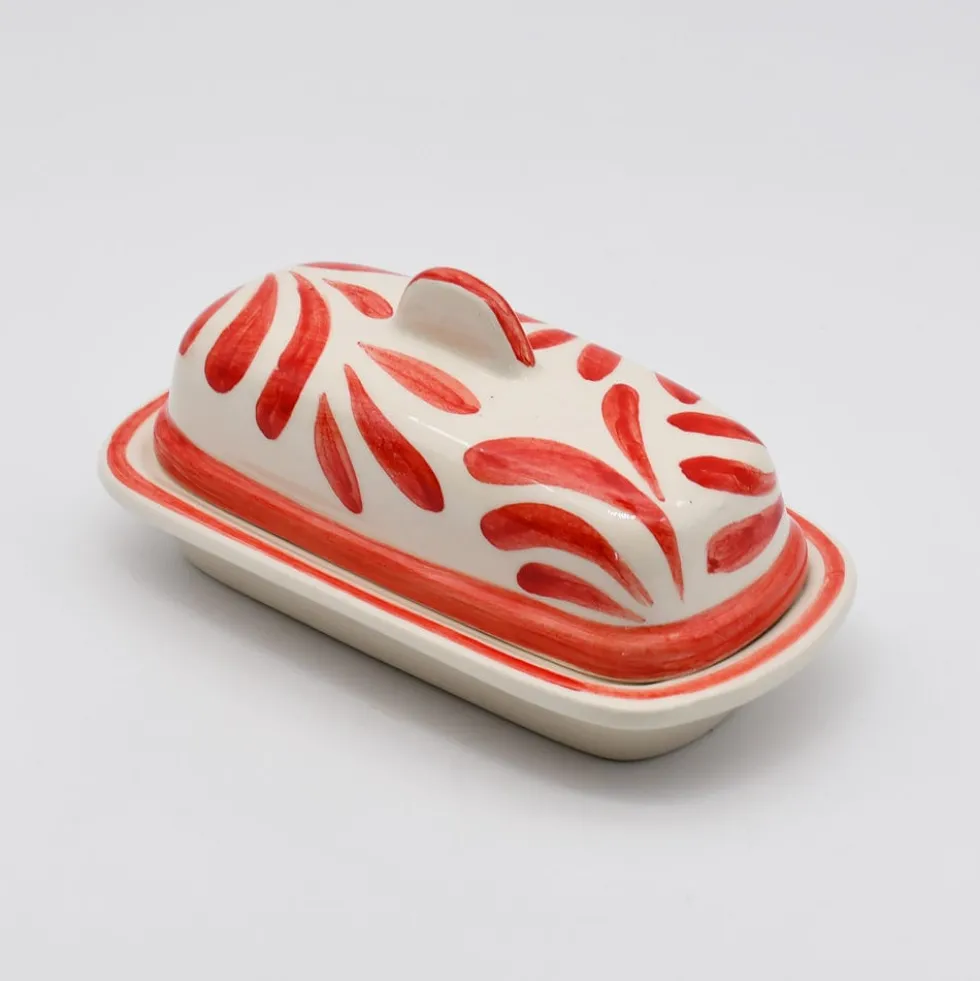 Beurrier en céramique "Andorinha" - Rouge