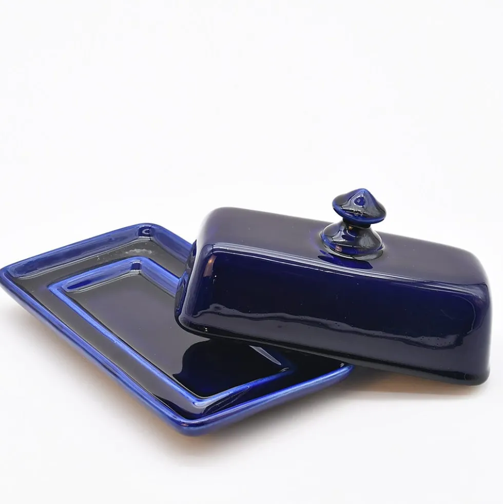 Beurrier en céramique - Bleu