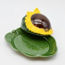 Beurrier en céramique en forme de Tournesol