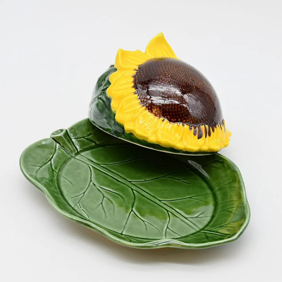 Beurrier en céramique en forme de Tournesol