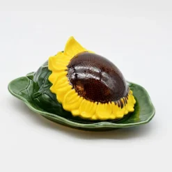 Beurrier en céramique en forme de Tournesol