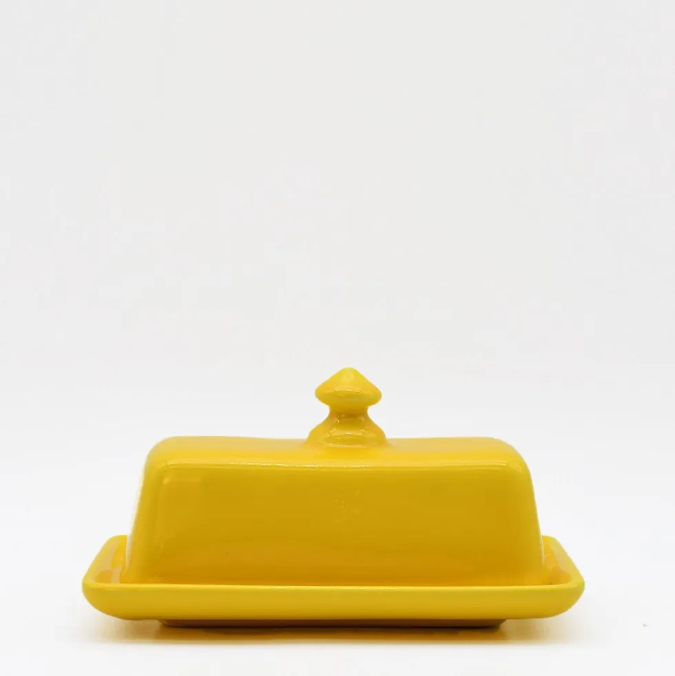 Beurrier en céramique - Jaune
