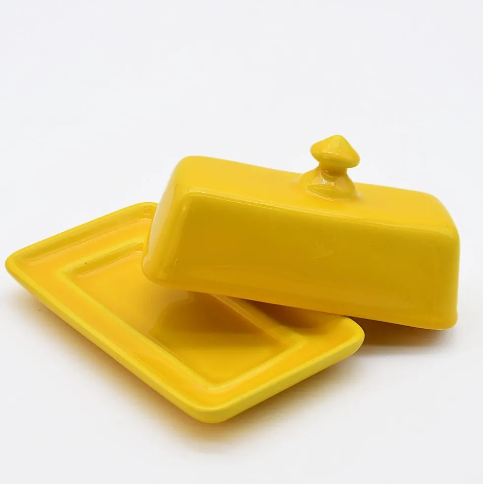 Beurrier en céramique - Jaune