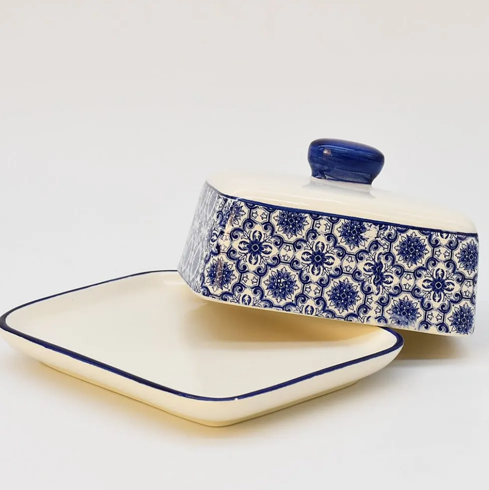 Beurrier en céramique "Padrão" - Bleu