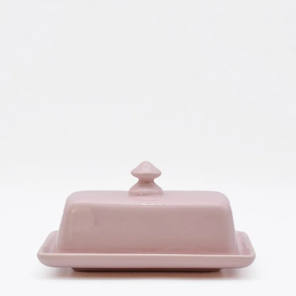 Beurrier en céramique - Rose
