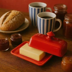 Beurrier en céramique - Rouge