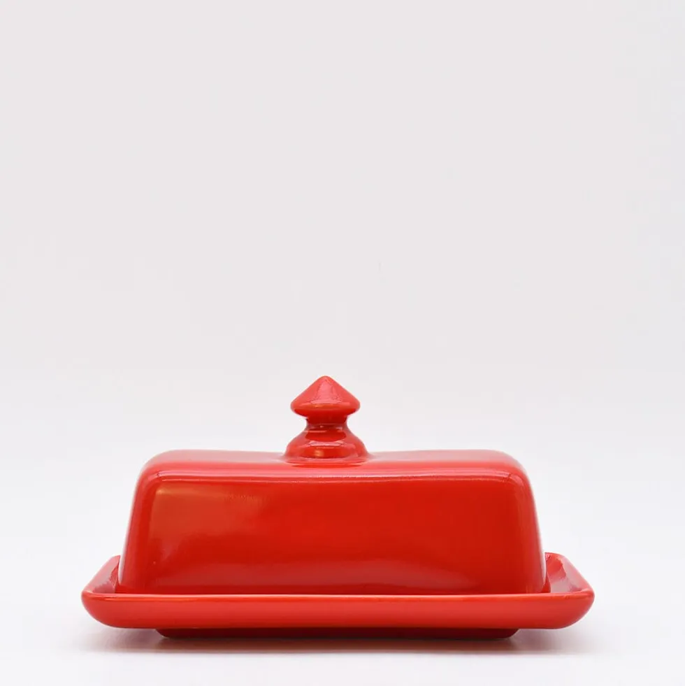 Beurrier en céramique - Rouge