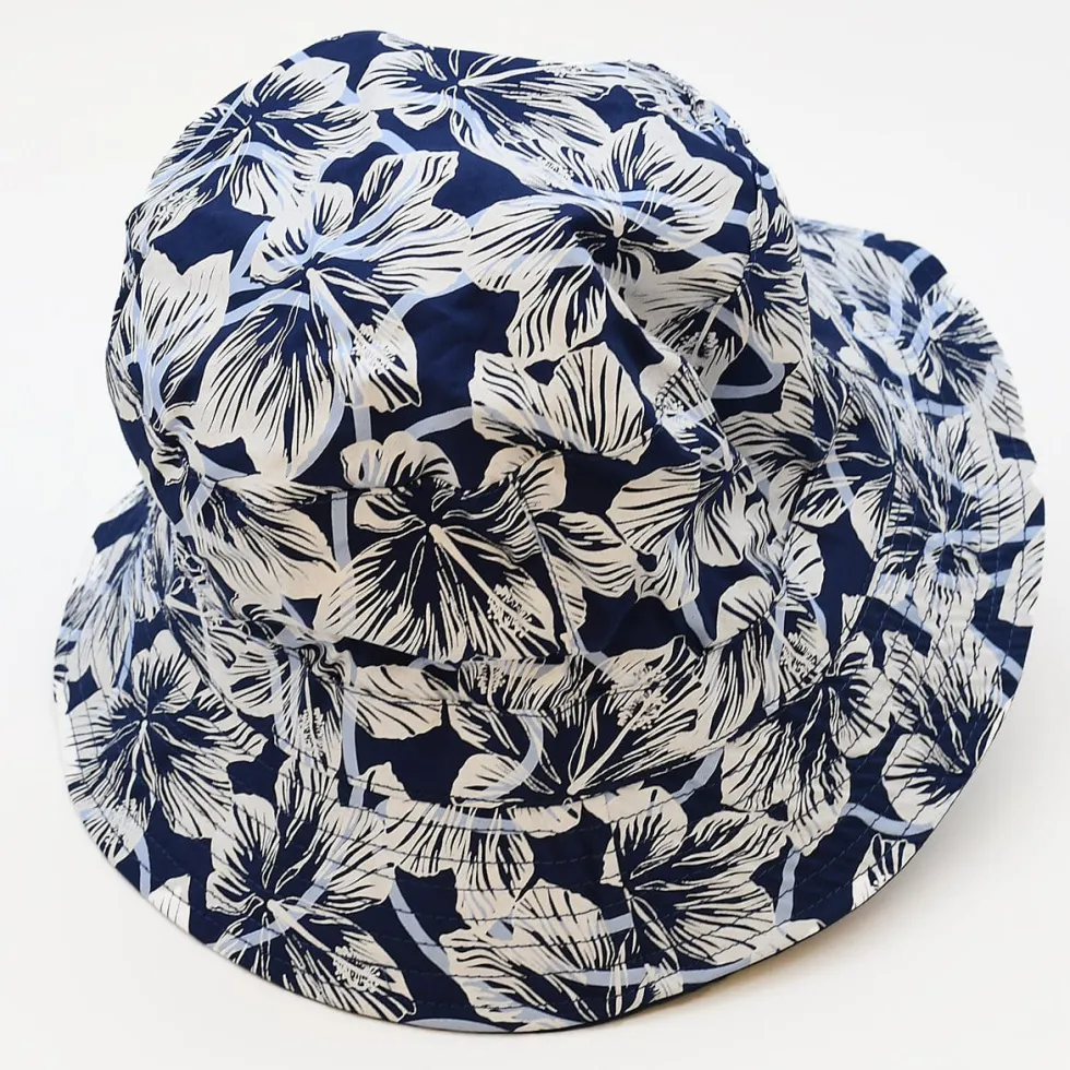 Bob réversible en coton - Bleu