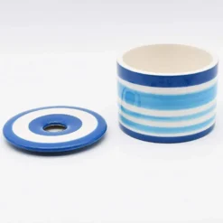 Boite à coton en céramique - Bleue