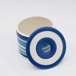 Boite à coton en céramique - Bleue