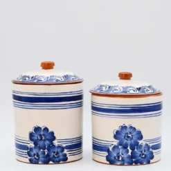 Boite de cuisine en terre cuite - Bleue