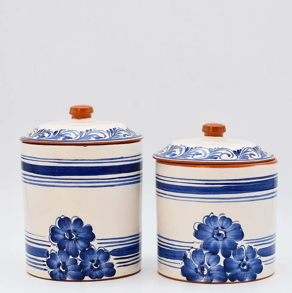 Boite de cuisine en terre cuite - Bleue