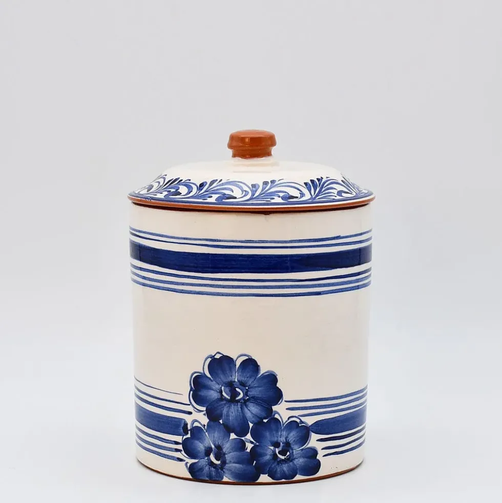 Boite de cuisine en terre cuite - Bleue