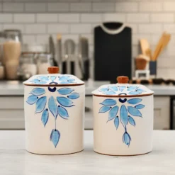 Boite de cuisine en terre cuite - Turquoise