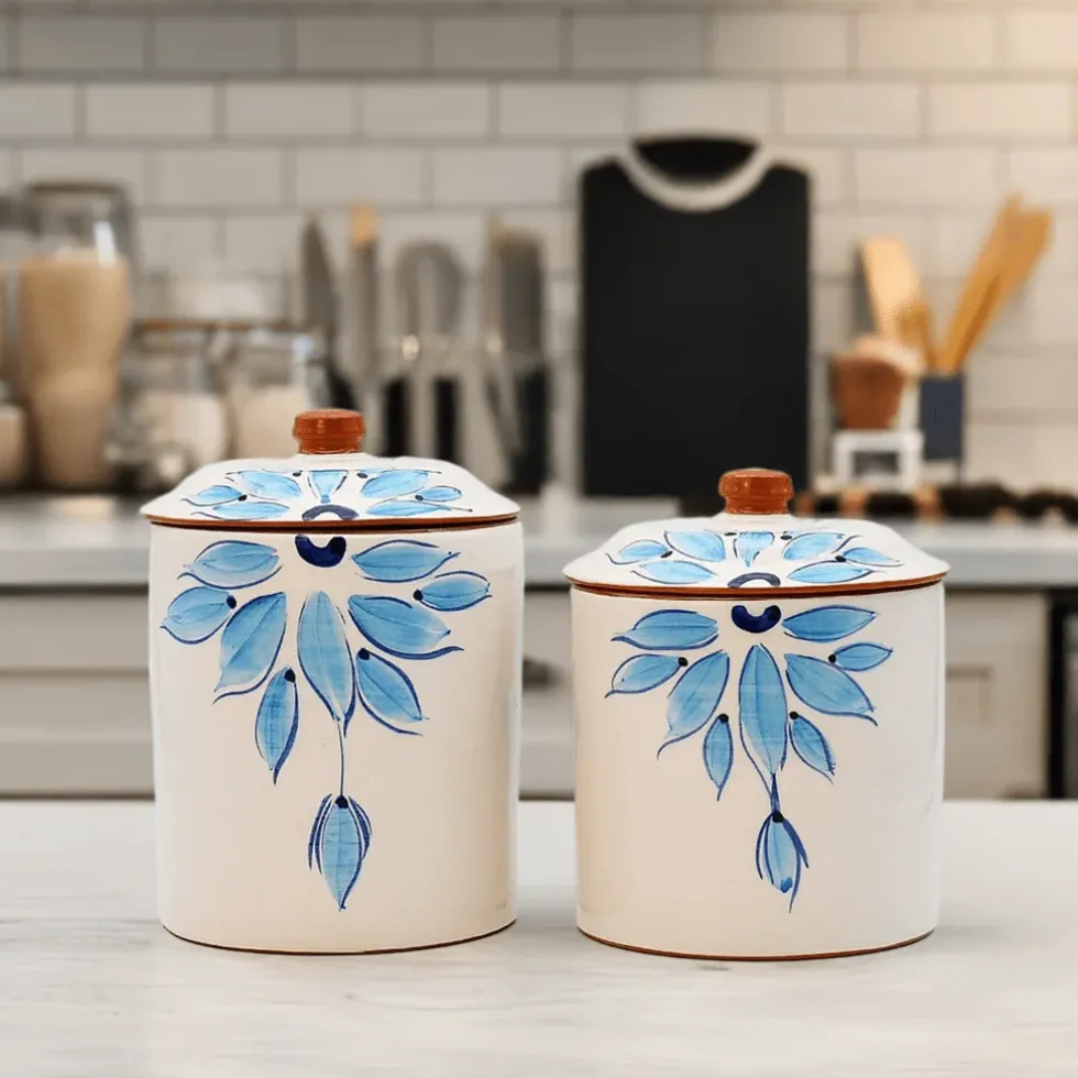 Boite de cuisine en terre cuite - Turquoise