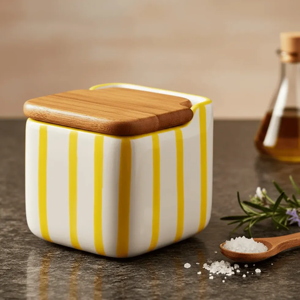 Boite de cuisine rayée "Costa Nova Mar" - Jaune