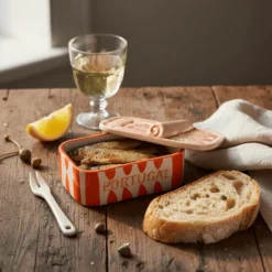 Boite à sardines en céramique rayée - Orange