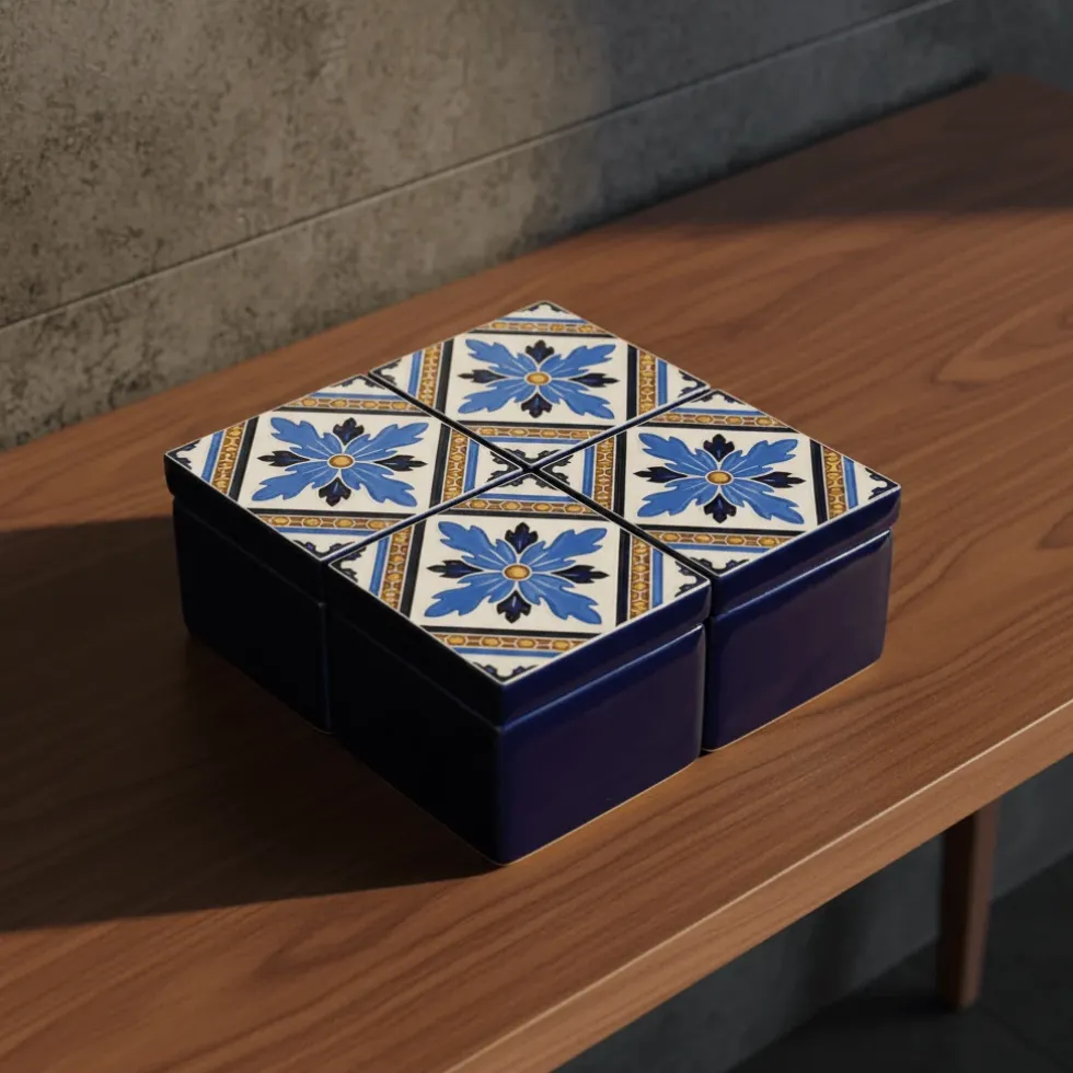 Boite à secrets "Azulejos" - Bleu