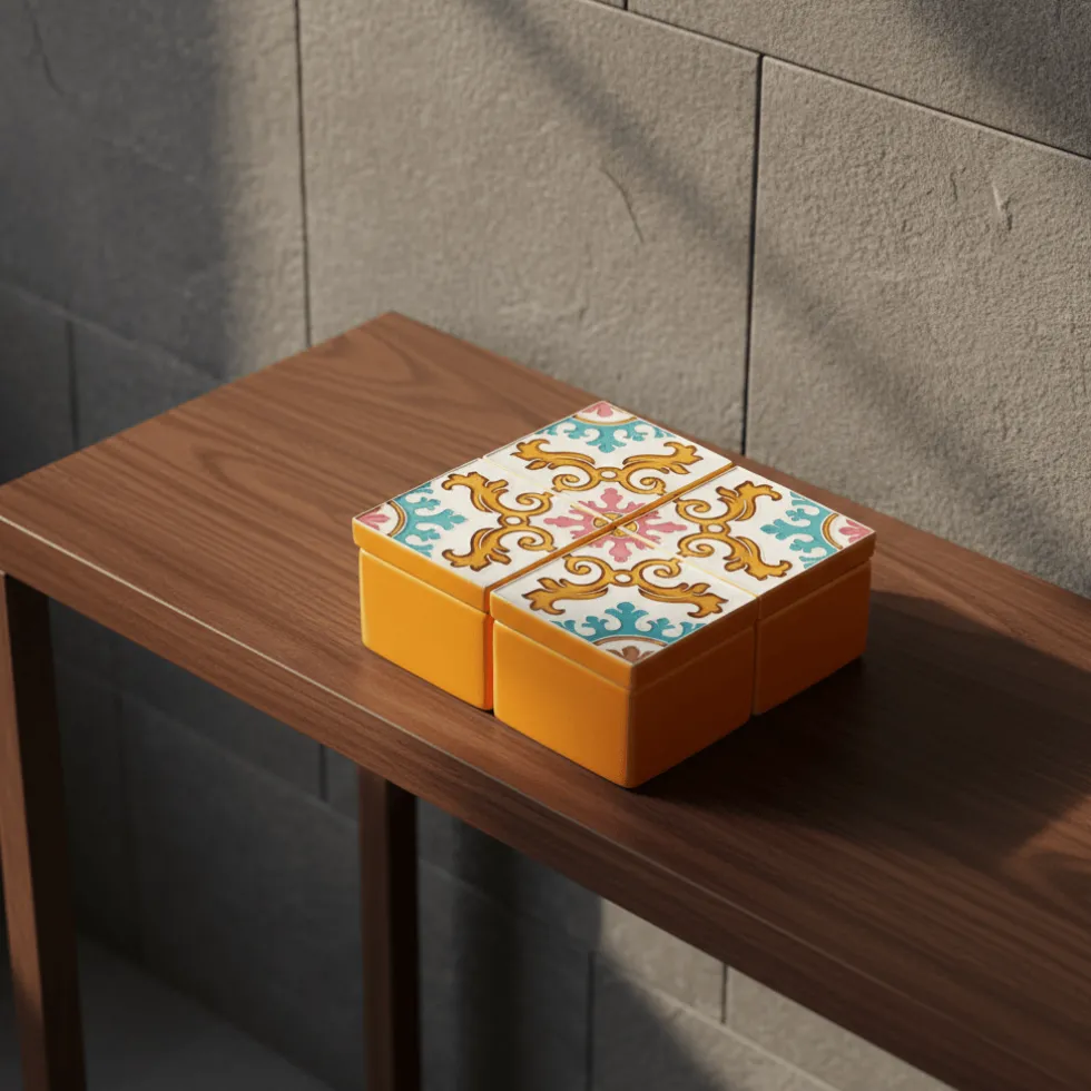 Boite à secrets "Azulejos" - Orange