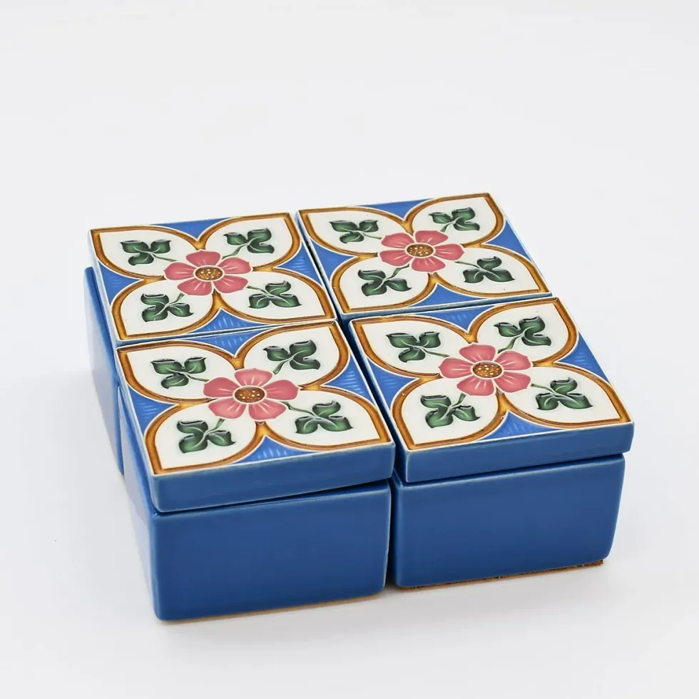 Boite à secrets "Azulejos" - Turquoise