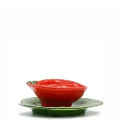 Bol & assiette en céramique en forme de tomate