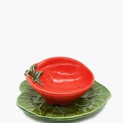 Bol & assiette en céramique en forme de tomate