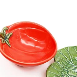 Bol & assiette en céramique en forme de tomate