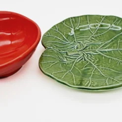Bol & assiette en céramique en forme de tomate
