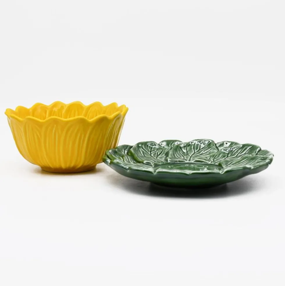 Bol & assiette en céramique en forme de Tournesol