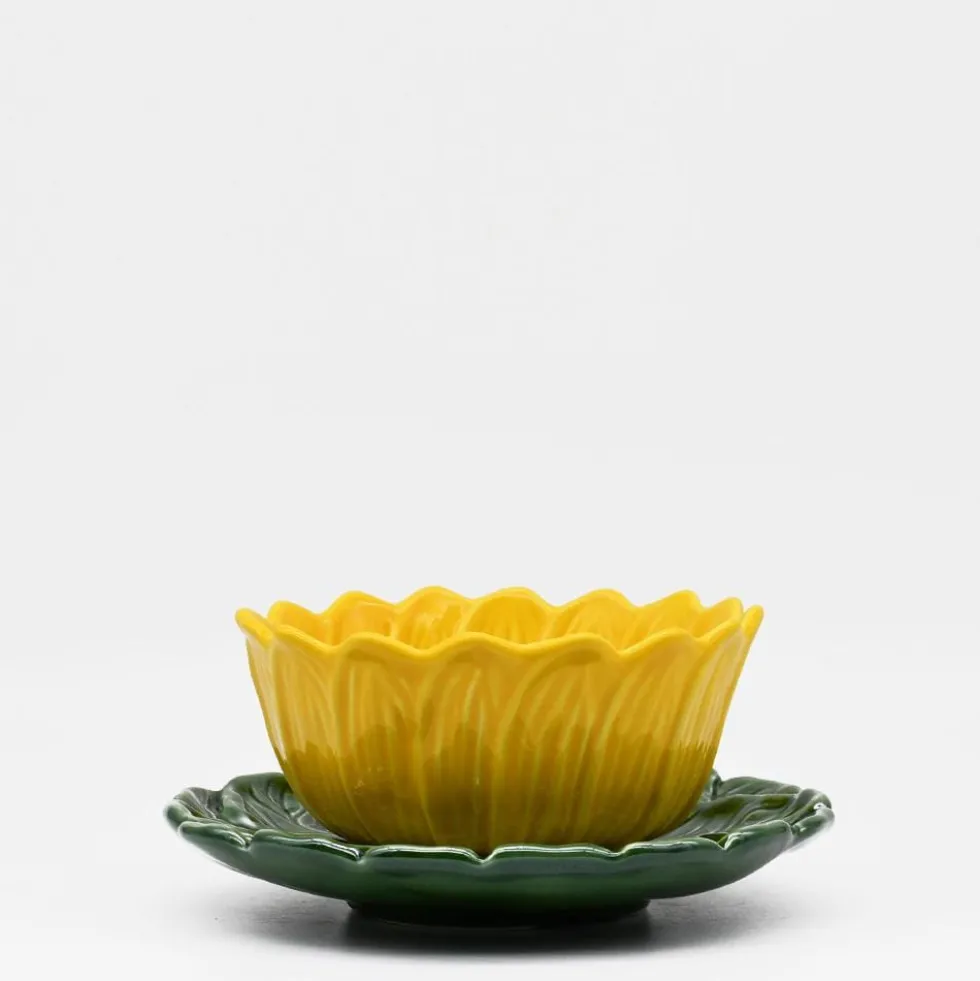 Bol & assiette en céramique en forme de Tournesol