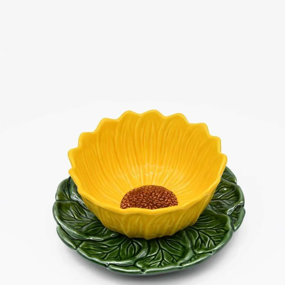 Bol & assiette en céramique en forme de Tournesol