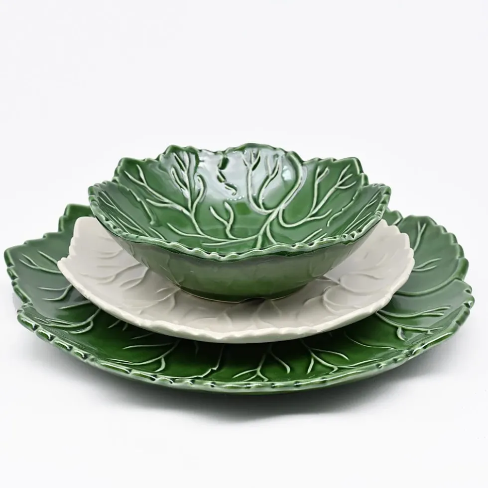 Bol en céramique "Folha" vert - 17cm