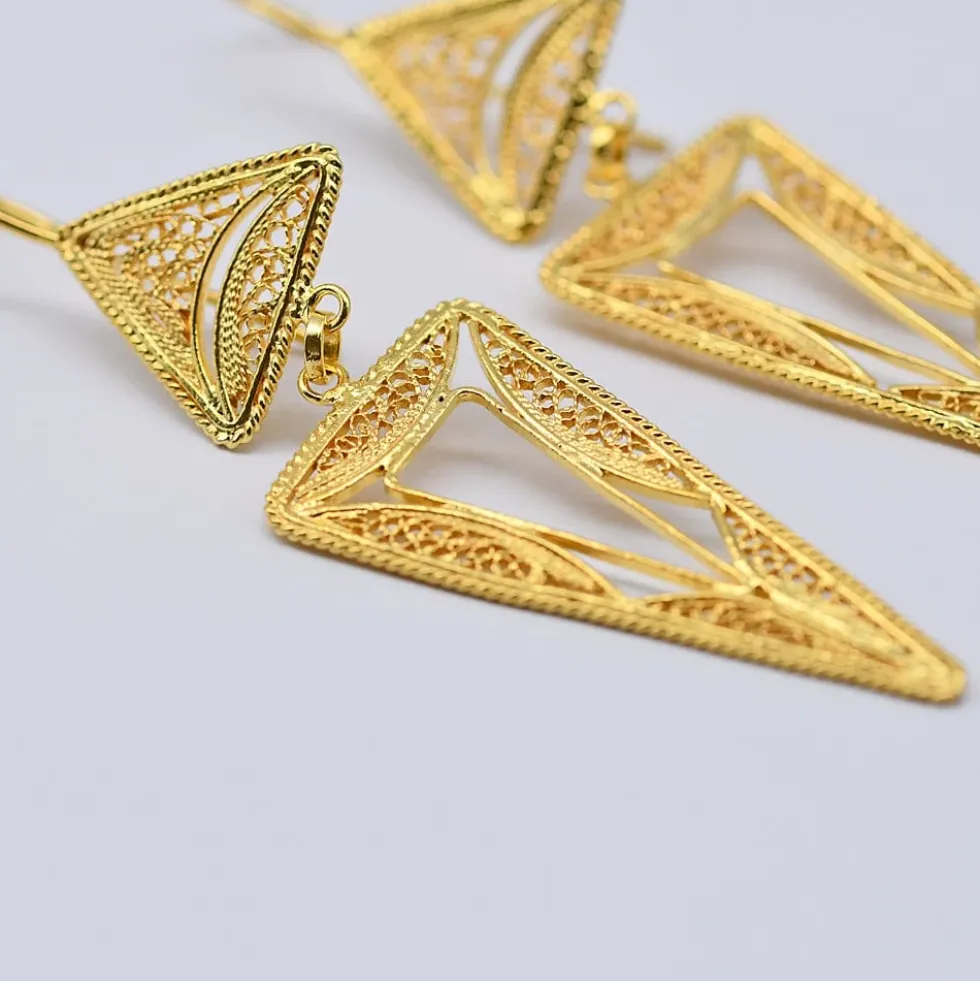 Boucles d'oreille en argent doré - 5.5cm