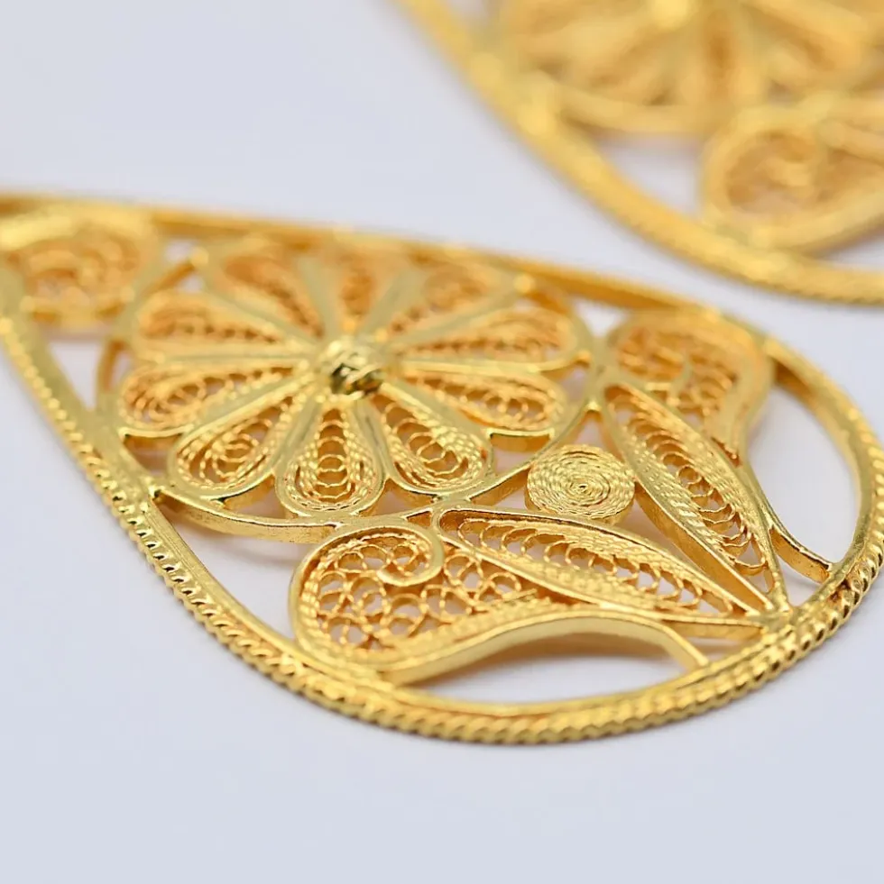 Boucles d'oreille en argent doré - 6cm
