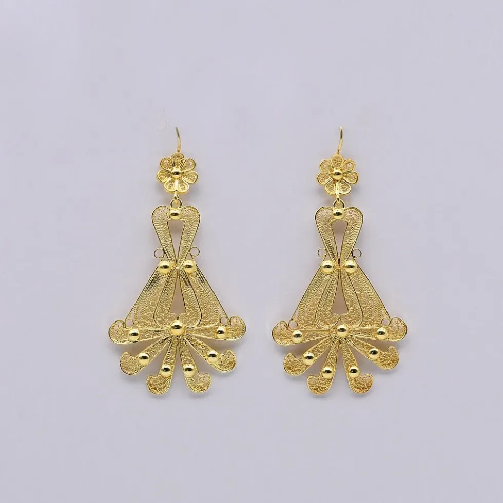Boucles d'oreille en filigrane d'argent doré - 6.5cm