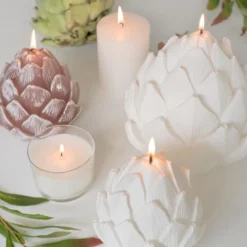 Bougie décorative "Alcachofra" Blanche - 19cm