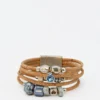 Bracelet en liège et perles - Bleu
