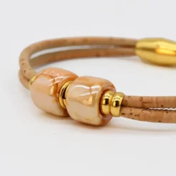 Bracelet en liège et perles miel