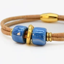 Bracelet en liège et perles - Turquoise